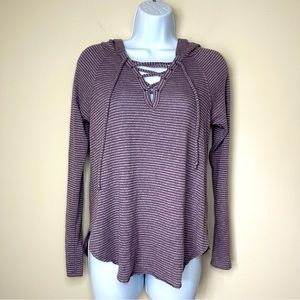 AMERICAN EAGLE SOFT & SEXY PLUSH STRETCH LIGHTWEIGHT LACE UP HOODED TSHIRT S